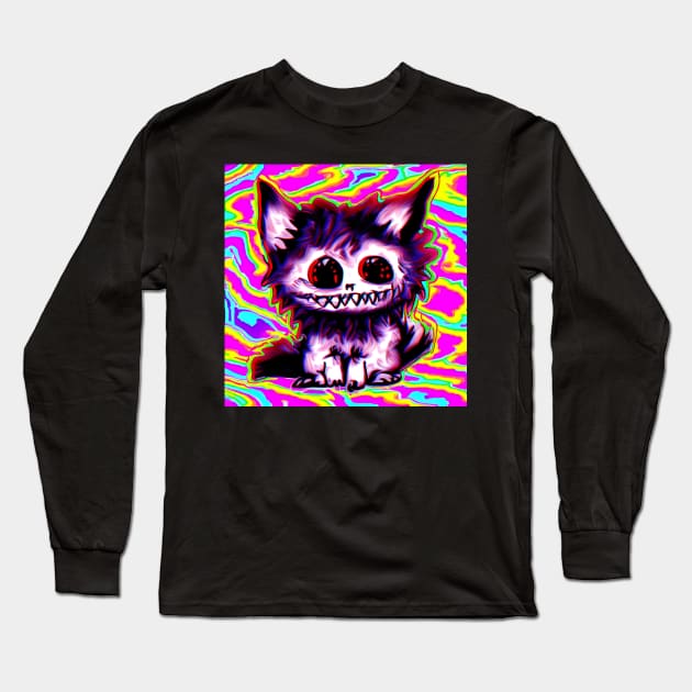 Weird cat neon Long Sleeve T-Shirt by Ravenglow